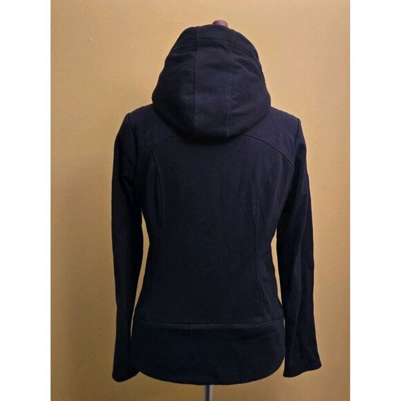 90 Degree by Reflex Zip Fleece Hooded Track Jacket Large Black Womens Faux Fur - Picture 3 of 8
